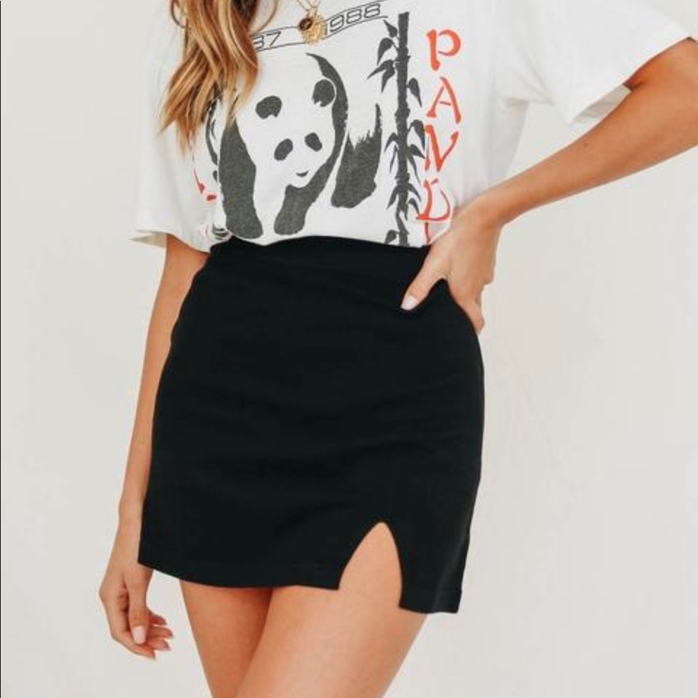 Verge girl knit mini skirt with slit